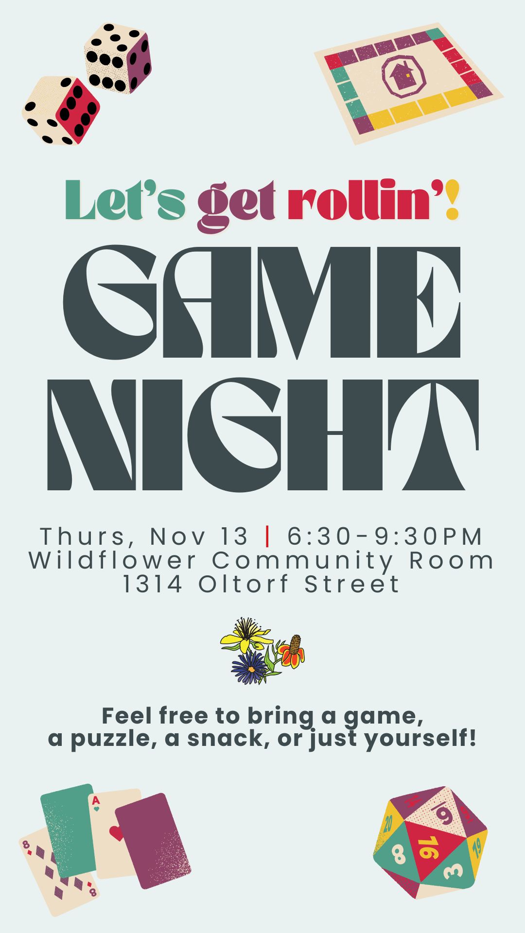 Flier for Game Night on 11/6/2025